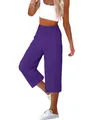 Pantaloni pinocchietto viola da donna a vita alta a nido d'ape, estivi e casual - Viola