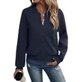 Moderna giacca blu scuro da donna con cerniera e trama a rombi in rilievo. - Blu navy