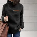 Cozy black Sherpa high-neck sweater for women with stylish contrast chest zipper detail - S / Black