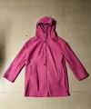 Women's fuchsia hooded wool blend coat with button closure and side pockets - 3XL / Tops / Rose Red