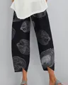 Vue détaillée d'un pantalon large décontracté avec imprimé cernes d'arbre blanc sur noir - Imprimé Cernes d'Arbre Noir (Fig 9)