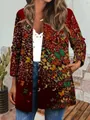 Detailed view of vintage ethnic butterfly print cardigan with vibrant colorful patterns. - M / Tops / Vintage Red Butterfly Print
