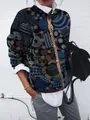 Dettaglio ravvicinato del cardigan a maniche lunghe da donna con stampe geometriche vivaci - Taglia S / Top (9434) / Stampa Astratta Geometrica (Foto 5)