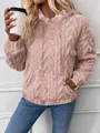 Detalle de la sudadera con capucha de felpa jacquard rosa para mujer y muy suave - S / Tops / Rosa