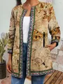 Vintage ethnic print long-sleeve cardigan jacket with butterfly and floral motifs - M / Tops / Vintage Butterfly and Floral Print (Figure 15)