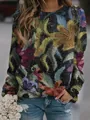 Close-up of women's vintage floral sweatshirt with ethnic print texture. - S / Tops / Multicolor Vintage Floral (Fig 2)
