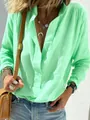 Relaxed mint green cotton linen long sleeve shirt featuring stylish button details - Light Green