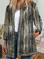 Bohemian vintage ethnic print open front long sleeve cardigan jacket for women - M / Tops / Tan Blue Retro Print