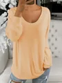Casual losvallende perzikkleurige geribbelde gebreide trui met ronde hals dames - S / Tops / Khaki