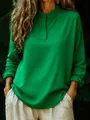 Elegant women's loose bright green long-sleeve blouse featuring a stylish stand collar design - S / Tops / Green