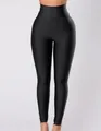 High-waisted tummy control yoga leggings with tight elastic fit and sleek black finish. - 6XL / Bottoms / Black