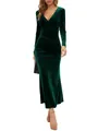 Dettaglio del tessuto in velluto verde smeraldo e delle pieghe su questo abito con scollo - XL / Top / Verde Scuro