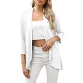 Elegante cardigan bianco da donna con maniche a 3/4 e una comoda vestibilità ampia - Taglia S / Top / Bianco