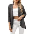 Elegante cardigan da donna grigio antracite con maniche a 3/4, vestibilità comoda - Taglia S / Top / Grigio