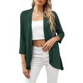 Elegante cardigan da donna verde scuro con maniche a 3/4 aperto sul davanti casual - Taglia S / Top / Verde