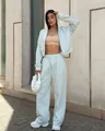 Ensemble de survêtement bleu clair décontracté avec sweat à capuche et pantalon - Vert clair