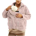Giacca a canguro in sherpa rosa per mamma e bambino vista dettagliata - Taglia S / Top / Rosa