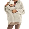 Comfortabele beige fleece kangoeroe draagzak hoodie voor moederschap en warmte - S / Tops / Kangoeroezak Crèmewit