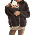 Gedetailleerde weergave van bruin sherpa fleece kangoeroejack voor baby dragen - S / Tops / Kangoeroezak Donkerbruin