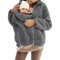 Detailweergave van het gezellige grijze fleece kangoeroejack voor ouder en baby comfort - S / Tops / Kangoeroezak Donkergrijs