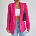 Elegante felroze blazer met sjaalkraag voor dames, ideaal voor kantoor en casual gebruik - S / Tops / Rozerood