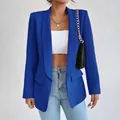 Elegante koningsblauwe damesblazer voor een stijlvolle lente-kantooroutfit nu - S / Tops / Saffierblauw