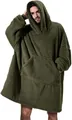 Oversized army green sherpa wearable blanket hoodie for cozy winter lounging at home - One Size / Tops / Army Green