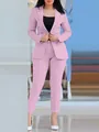 Elegante conjunto de traje rosa para mujer con americana y pantalón - Rosa