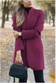 Eleganter magentafarbener Wollmantel mit Stehkragen für modische Herbst-Winter-Outfits - S / Oberteile / Lila