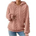 Comfortabele roze oversized hoodie met getextureerde jacquard fleece en capuchon - S / Tops / Roze