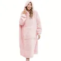 Confortevole coperta con cappuccio oversize in pile sherpa rosa pastello per donna - Taglia unica / Top / Rosa chiaro