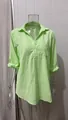 Camisa casual de lino de manga larga con cuello en V en color verde lima vibrante - S / Tops / Verde claro