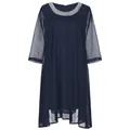 Elegantes Detail des dunkelblauen Chiffonkleids mit Pailletten-Ausschnitt und Ärmeln. - S / Oberteil Und Unterteil / Marineblau