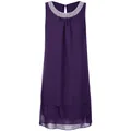 Detailweergave van paarse mouwloze chiffon jurk met pailletten ronde halslijn - S / Tops / Paars