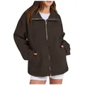 Oversized donkerbruin sherpa fleecejack voor dames met rits en zakken - S / Tops / Donkerbruin