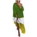 Λεπτομέρεια του γυναικείου μάξι φορέματος με έξω τους ώμους σε μεγάλο μέγεθος - M / Τοπ Και Παντελόνι / Πράσινο