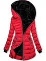 Manteau d'hiver à capuche rouge pour femme avec doublure polaire noire et fermeture - 3XL / Hauts / Rouge