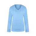 Felpa con cappuccio celeste da donna con coulisse e tasca a marsupio frontale - Celeste