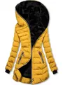 Veste d'hiver jaune mi-longue pour femme avec doublure polaire noire chaude et capuche - 3XL / Hauts / Jaune