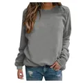 Casual grey crewneck long sleeve pullover sweatshirt for women in loose fit style - 3XL / Tops / Solid Gray