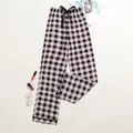 High quality pink and black plaid pajama pants featuring a stylish black drawstring waist - S / Bottoms / PL08-Pink And Black Plaid