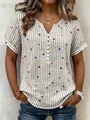 Detalle de camisa de rayas de manga corta con estampado de corazones de colores - 3XL / Tops / Albaricoque