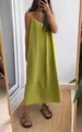 Elegant lime green spaghetti strap loose maxi dress for casual summer wear - S / Bottoms / Yellow-Green