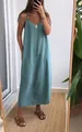 Summer loose fit light blue maxi dress with thin straps for casual outdoor wear - S / Bottoms / Teal