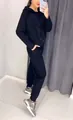 Premium women's black tracksuit set with sparkling rhinestone hoodie and matching joggers - S / Top And Bottom / Black