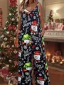 Festive Christmas jumpsuit featuring snowman prints and let it snow lettering details - Christmas Snowman