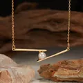 Minimalist S925 silver geometric bar pendant necklace with a natural white pearl accent. - Natural Pearl / Gold
