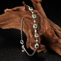 Detail view of S925 sterling silver bracelet with green chrome diopside and pavé diamonds - Bezel Design / Diopside Green
