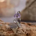 Detailansicht eines eleganten S925 Silber-Amethyst-Rings mit funkelndem Schleifen-Design - Einstellbar Offen / Schleife Ring (R393) / Lila (Natürlicher Amethyst)