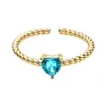 Elegante anello in argento S925 dorato con topazio blu a forma di cuore e fascia intrecciata - Apatite Naturale (LR267) / Oro